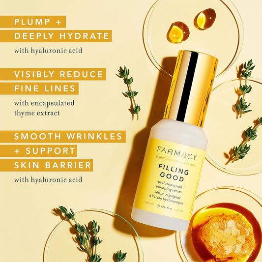 Farmacy Hyaluronic Acid Serum for Face - Filling Good anti Aging Skin Care + Hydrating Face Serum - Plumping + Smoothing Wrinkle Serum to Visibly Firm Skin for a Youthful Complexion (30Ml)