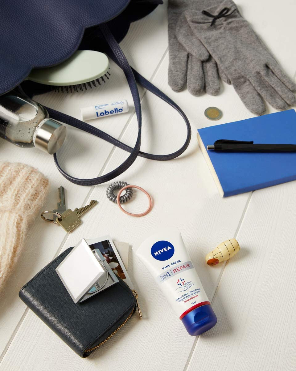 NIVEA 3In1 Repair Hand Creme (75 Ml), Reichhaltige Hautcreme Mit Dexpanthenol Für Intensive Pflege, Handpflege Bei Sehr Trockenen Und Rissigen Händen