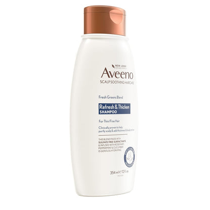 Aveeno, Fresh Greens Blend Sulfate-Free Shampoo with Rosemary, Peppermint & Cucumber to Thicken & Nourish, Clarifying & Volumizing Shampoo for Thin or Fine Hair, Paraben-Free, 12Oz