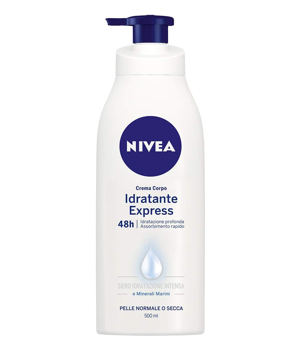 NIVEA Express Feuchtigkeitscreme Für Normale Bis Trockene Haut (1 X 500 Ml), Schnell Einziehende Formel, Angereichert Mit NIVEA Intensive Feuchtigkeitsserum Und Meeresmineralien
