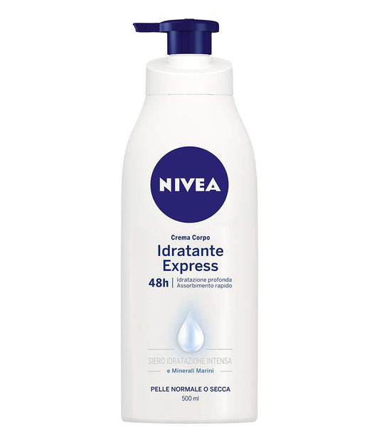 NIVEA Express Feuchtigkeitscreme Für Normale Bis Trockene Haut (1 X 500 Ml), Schnell Einziehende Formel, Angereichert Mit NIVEA Intensive Feuchtigkeitsserum Und Meeresmineralien