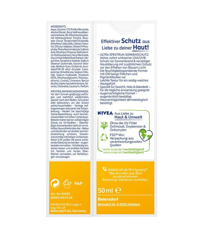 NIVEA SUN UV Gesicht Q10 Anti-Age Sonnenschutz Mit LSF 30 (50 Ml), Feuchtigkeitsspendende Gesichtssonnencreme, Anti-Falten Sonnencreme Mit Schutz Vor Uva/Uvb-Strahlen