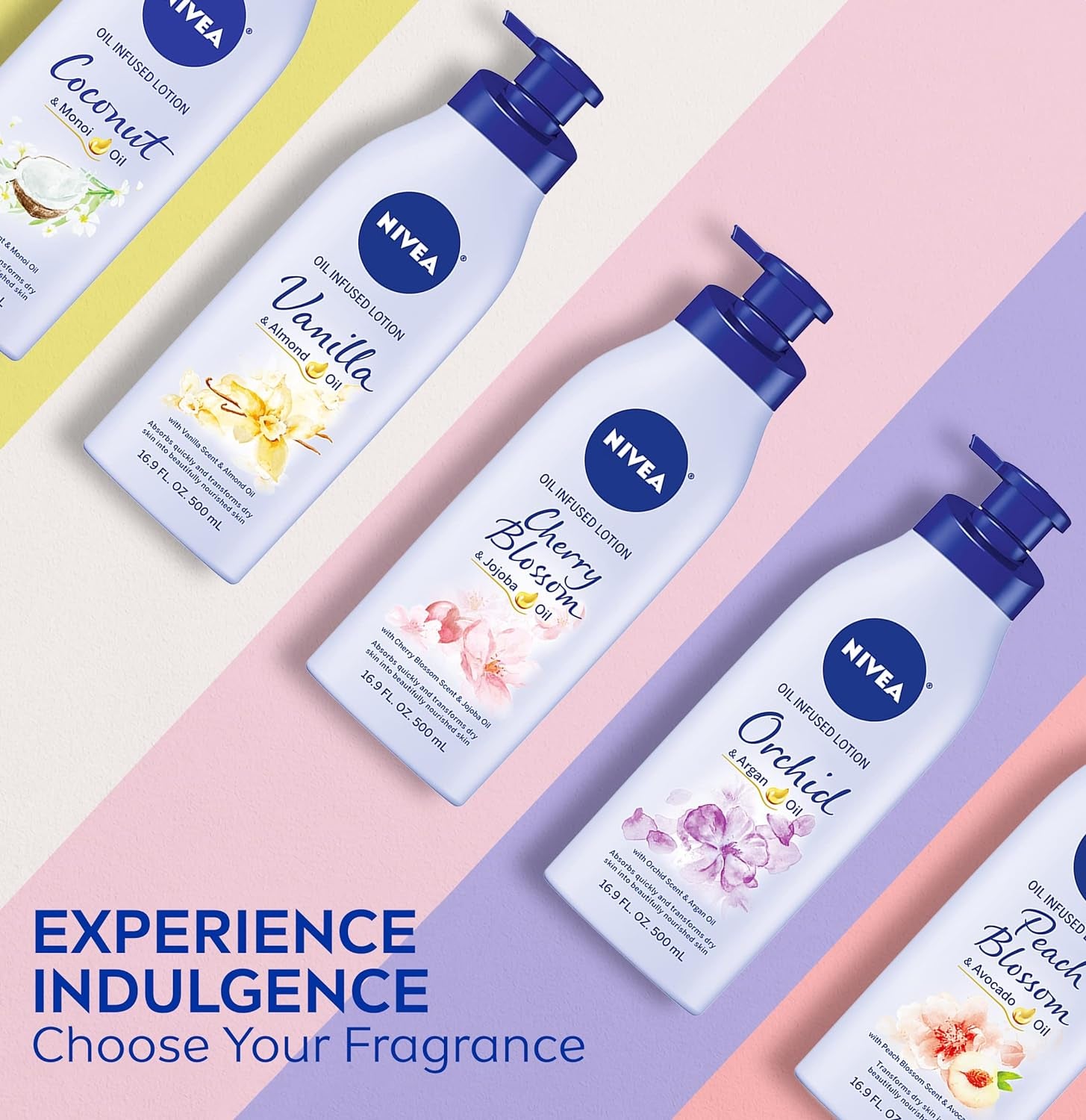 NIVEA Oil Infused Vanilla and Almond Oil Body Lotion for Women, Fast-Absorbing and Non-Greasy Vanilla Scented Lotion Moisturizes for 48 Hours, 16.9 Fl Oz Pump Bottle, Pack of 3