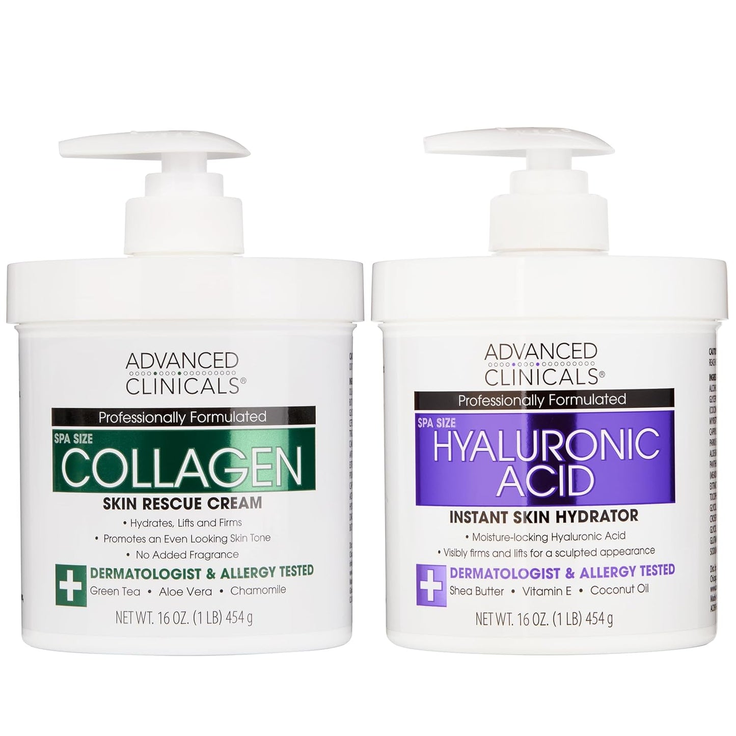 Collagen Body Cream and Face Serum Set - Unscented Formula for All Skin Types, Reduces Wrinkles and Dryness