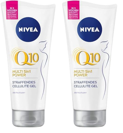 NIVEA Body Gel Q10 Anti-Cellulite (200Ml), Straffendes Hautpflege Gel Mit Q10 Und Lotus Extrakt, Cellulite Gel Mit Multi 5In1 Power Formel (Packung Mit 2)