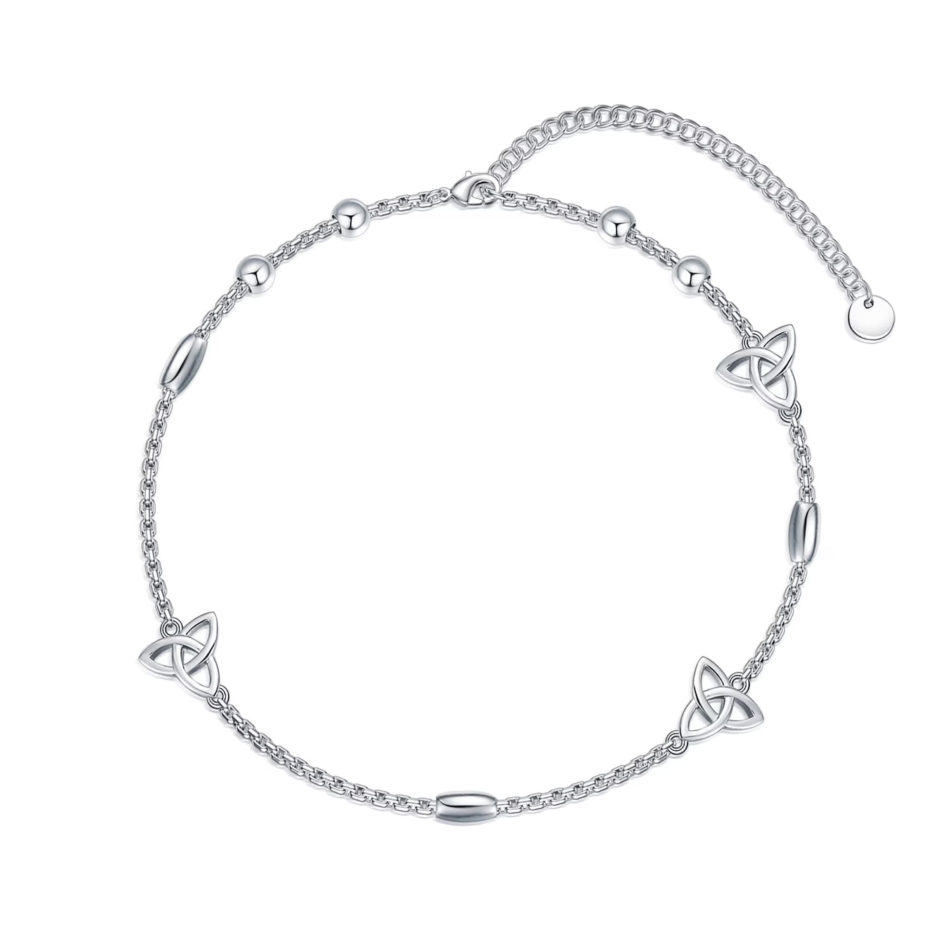 S925 Sterling Silver Celtic Knot Ankle Bracelets Birthday Anniversary Mothers Day Christmas Gifts for Women