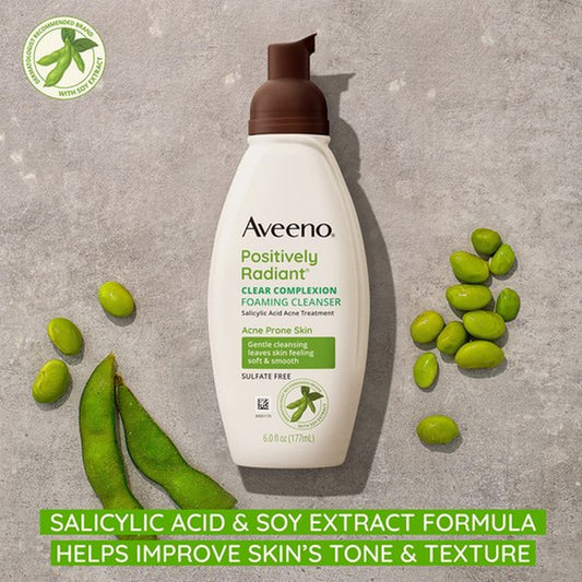 Aveeno Clear Complexion Foaming Daily Cleanser 6 Fl Oz Salicylic Acid Acne Tr...
