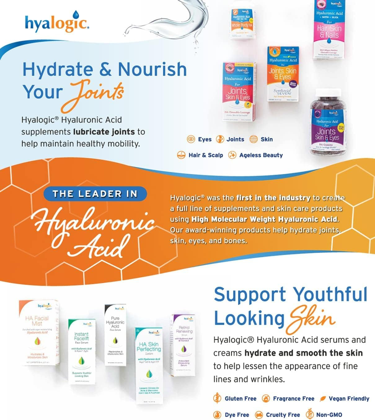 Hyalogic HA Collagen Serum - Triple Action Face Serum for Enhanced Skin Health - Peptide-Infused Formula for Youthful Firmness and Elasticity, Fragrance-Free and Paraben-Free, 0.47 FL OZ