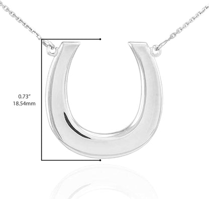 925 Sterling Silver Lucky Horseshoe Pendant Necklace