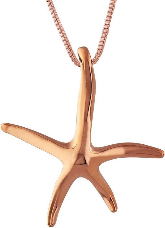 Sterling Silver Starfish Pendant Necklace, 16+2" Extender