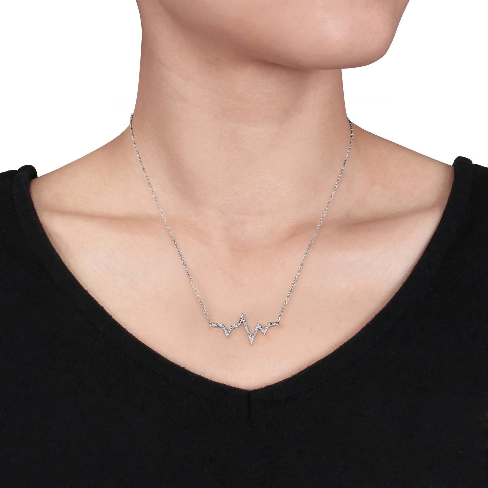 Women'S Diamond and Diamond Sterling Silver Necklace