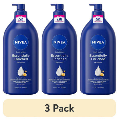 (3 Pack)  Essentially Enriched Body Lotion for Dry Skin with Hyaluronic Acid and Almond Oil, Value Size 33.8 Fl Oz