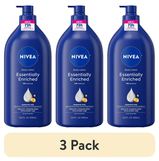 (3 Pack)  Essentially Enriched Body Lotion for Dry Skin with Hyaluronic Acid and Almond Oil, Value Size 33.8 Fl Oz