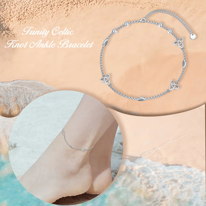 S925 Sterling Silver Celtic Knot Ankle Bracelets Birthday Anniversary Mothers Day Christmas Gifts for Women