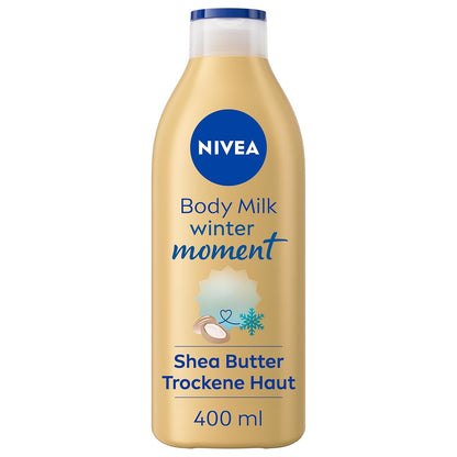 NIVEA Body Milk Winter Moment, Body Lotion Mit Tiefenpflege Serum Für 72H Feuchtigkeit, Körperlotion Mit Sheabutter Für Trockene Haut, Mit Einzigartigem Winterduft (400 Ml)