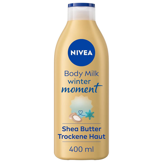 NIVEA Body Milk Winter Moment, Body Lotion Mit Tiefenpflege Serum Für 72H Feuchtigkeit, Körperlotion Mit Sheabutter Für Trockene Haut, Mit Einzigartigem Winterduft (400 Ml)
