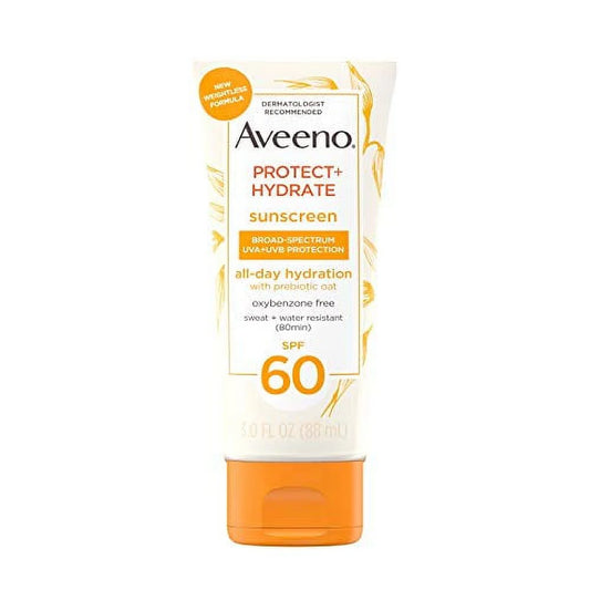 Protect + Hydrate Moisturizing Body Sunscreen Lotion with Broad Spectrum Spf 60 & Prebiotic Oat, Weightless & Refreshing Feel, Paraben-Free, Oil-Free, Oxybenzone-Free, 3.0 Ounces