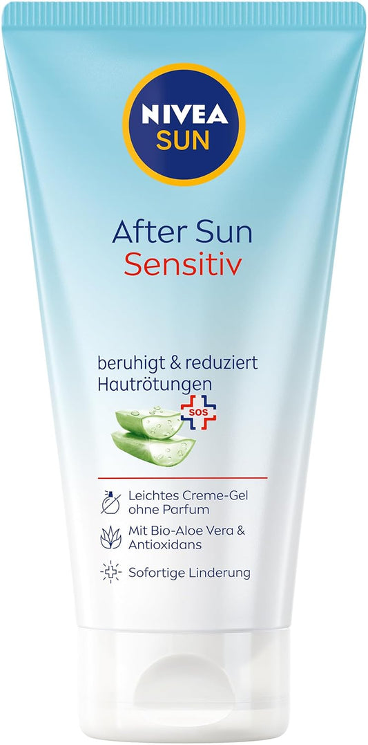 after Sun Sensitiv SOS Creme-Gel (175 Ml), Kühlende SOS Pflege Mit Hautberuhigender Wirkung, Hautgel Mit Bio-Aloe Vera Und Antioxidans Für Sensible Haut