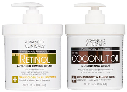 Collagen Body Cream and Face Serum Set - Unscented Formula for All Skin Types, Reduces Wrinkles and Dryness