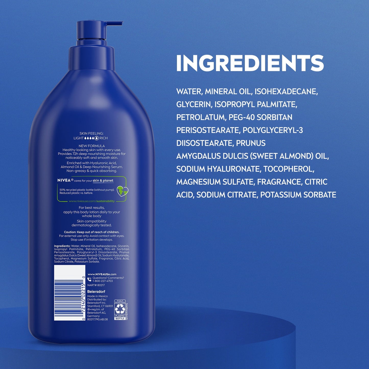 Essentially Enriched Body Lotion for Dry Skin with Hyaluronic Acid and Almond Oil, Value Size 33.8 Fl Oz