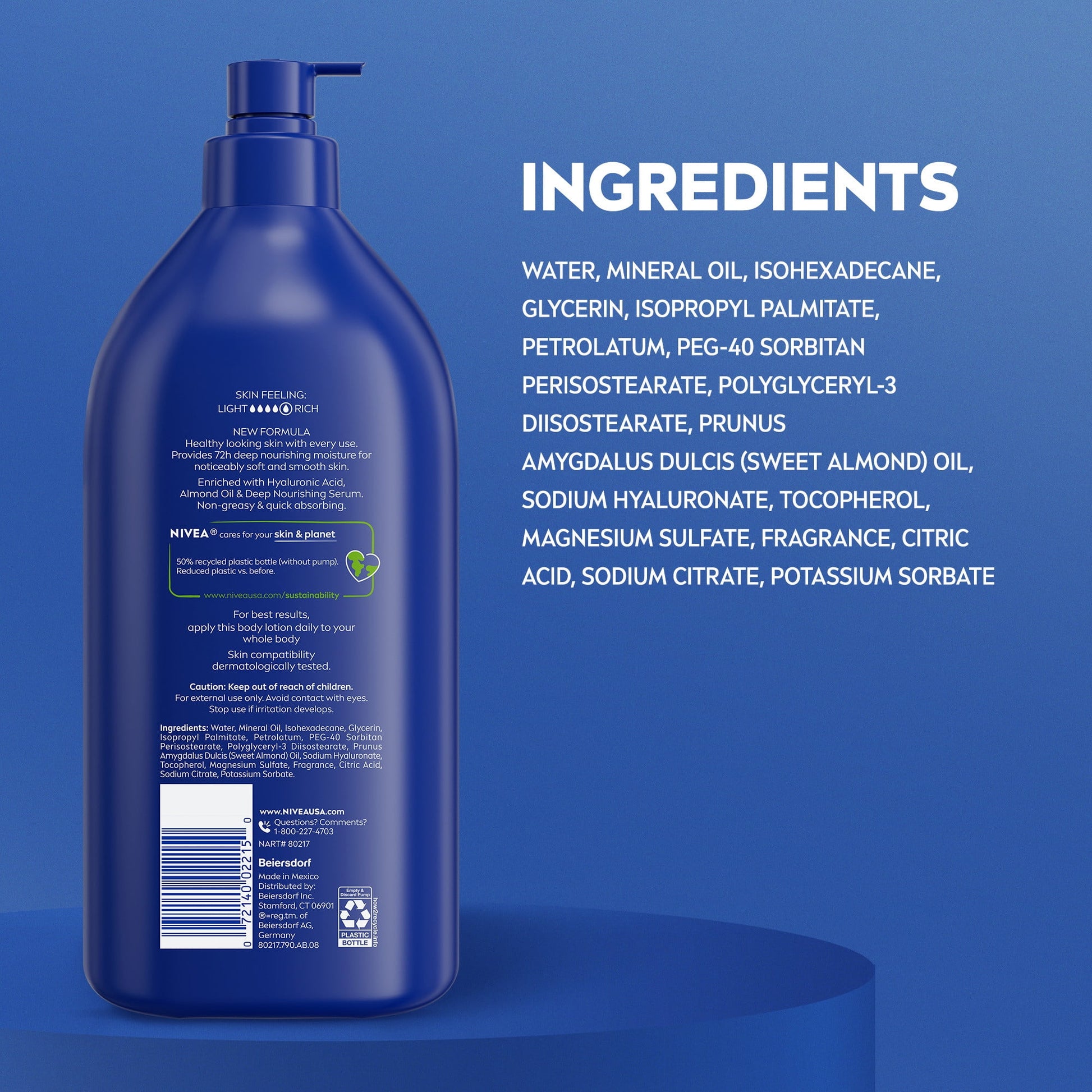 Essentially Enriched Body Lotion for Dry Skin with Hyaluronic Acid and Almond Oil, Value Size 33.8 Fl Oz
