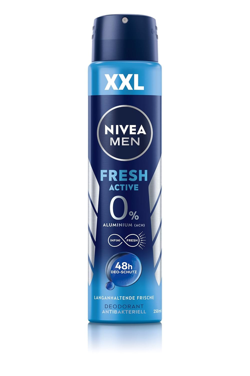 NIVEA MEN Fresh Active Deo Spray XXL, Deodorant Für 48H Schutz Und Langanhaltende Frische, Deo Für Männer Ohne Aluminium Mit Anti-Bakteriellen Wirkstoffen Und Meeresextrakten (250 Ml)
