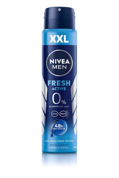 NIVEA MEN Fresh Active Deo Spray XXL, Deodorant Für 48H Schutz Und Langanhaltende Frische, Deo Für Männer Ohne Aluminium Mit Anti-Bakteriellen Wirkstoffen Und Meeresextrakten (250 Ml)