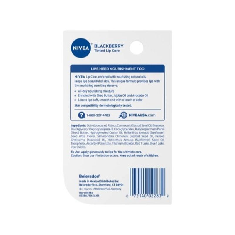 Nivea Blackberry Tinted Lip Care, 0.17 Oz - Pack of 6