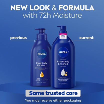 Essentially Enriched Body Lotion for Dry Skin with Hyaluronic Acid and Almond Oil, Value Size 33.8 Fl Oz