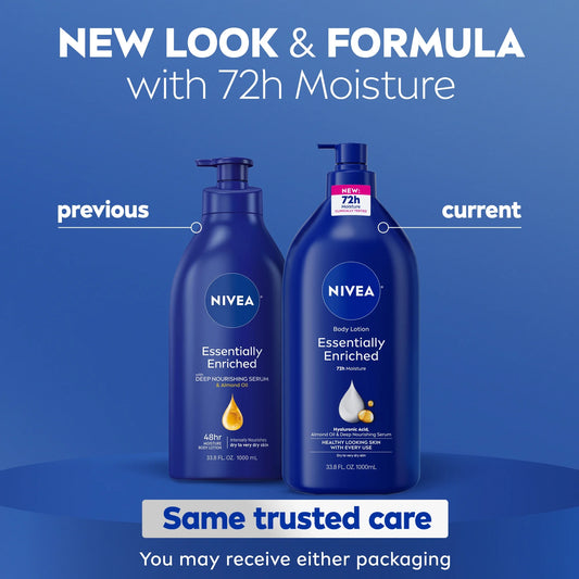 Essentially Enriched Body Lotion for Dry Skin with Hyaluronic Acid and Almond Oil, Value Size 33.8 Fl Oz