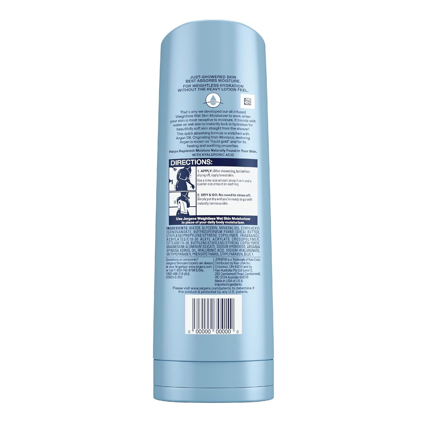 Jergens Wet Skin Body Moisturizer with Restoring Argan Oil, 10 Ounces, 4X Healthier Looking Skin, Fast-Absorbing, Non-Greasy, Dermatologist Tested (Pack of 4) (Packaging May Vary)