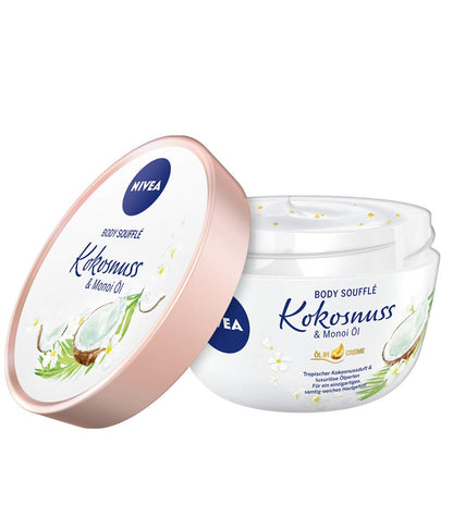 NIVEA Body Soufflé Kokosnuss & Monoi Öl (200 Ml), Körperpflege Für 24H Feuchtigkeit, Lotion Für Trockene Und Sehr Trockene Haut