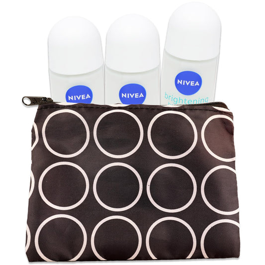NIVEA Women'S Roll-On Deodorant Travel Pack - 3X50Ml, Fresh Scent, 48Hr Protection, Travel Bag Included