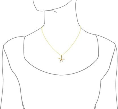 Sterling Silver Starfish Pendant Necklace, 16+2" Extender