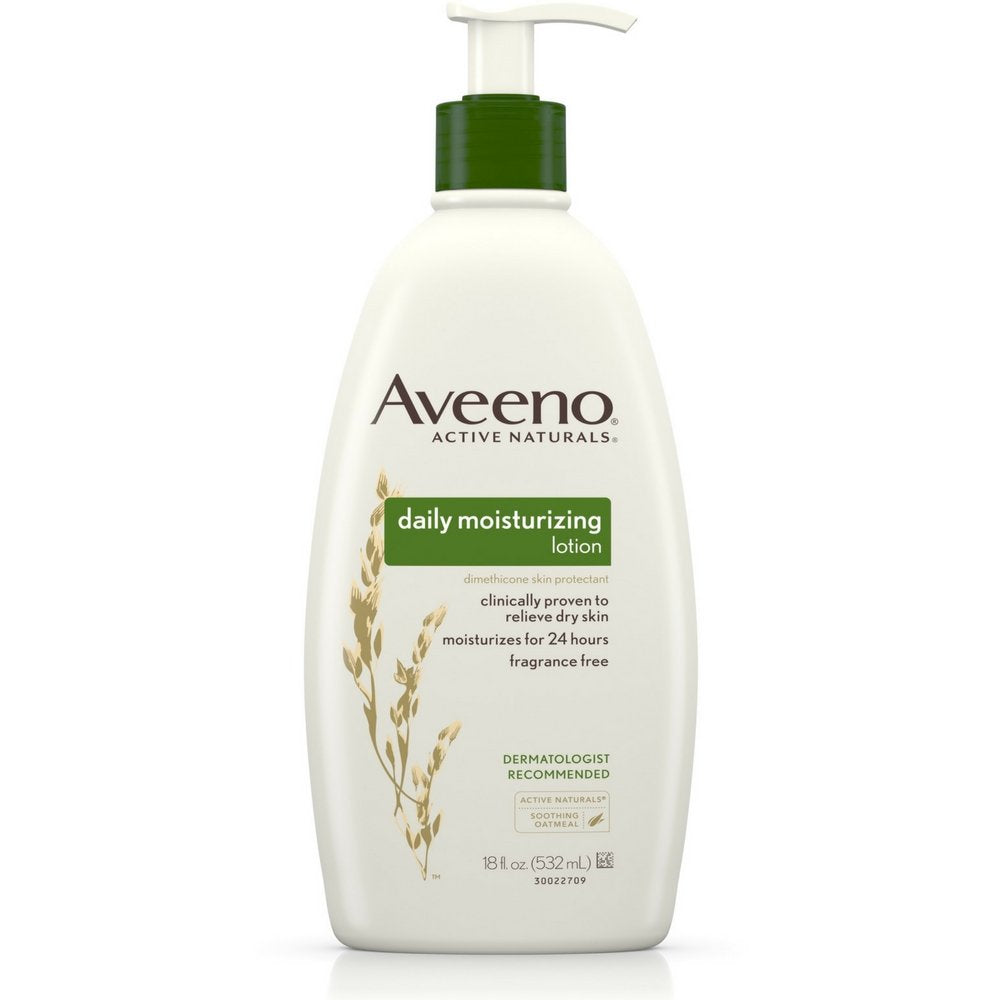 Aveeno Daily Moisturizing Body Lotion for Dry Skin with Prebiotic Oat, Fragrance & Paraben Free, Non-Greasy, Non-Comedogenic, for Sensitive Skin & 72-Hour Moisturizer 18 Fl Oz