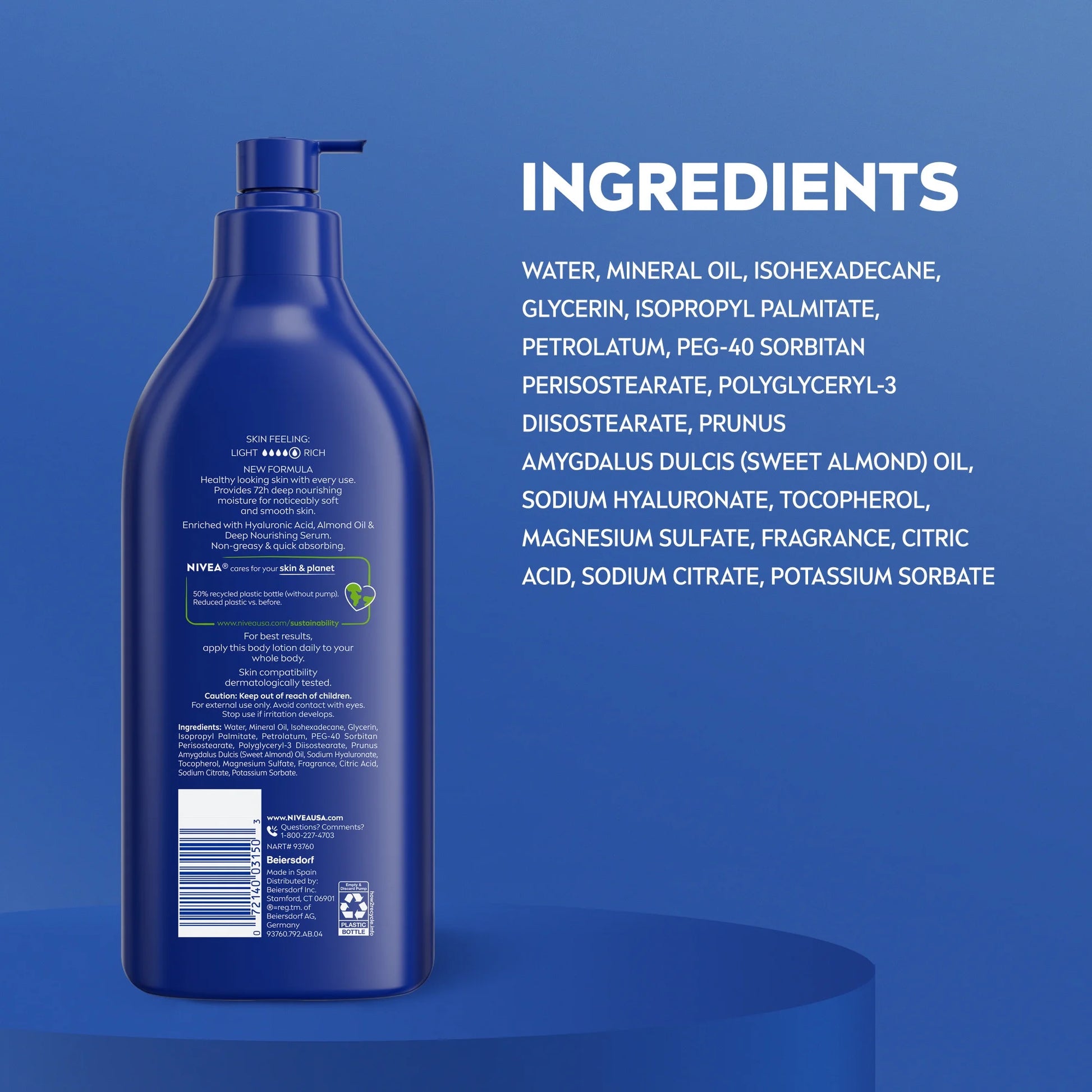 Essentially Enriched Body Lotion for Dry Skin with Hyaluronic Acid and Almond Oil, 20 Fl Oz