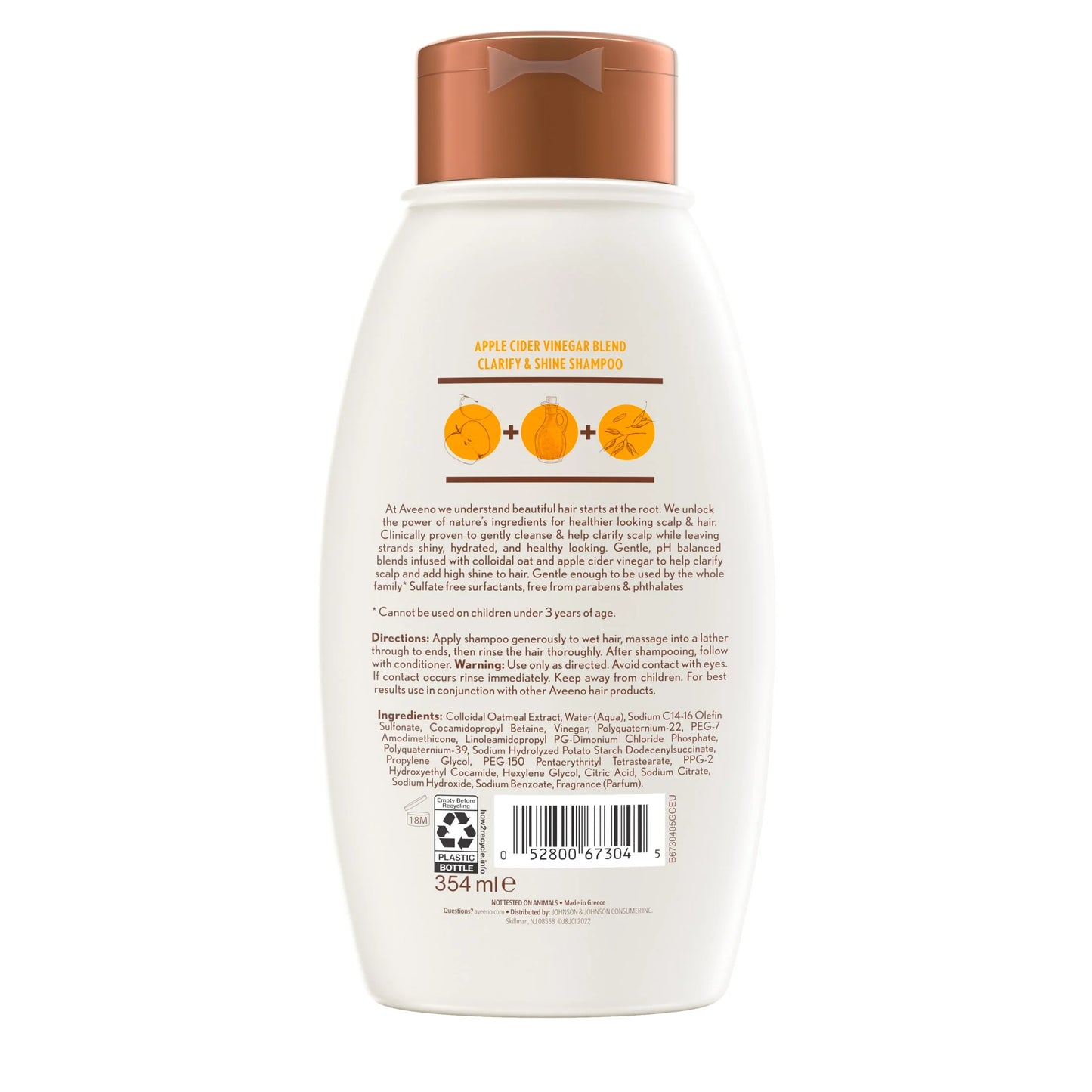 Apple Cider Vinegar Blend Shampoo for Clarify and Shine, 12 OZ