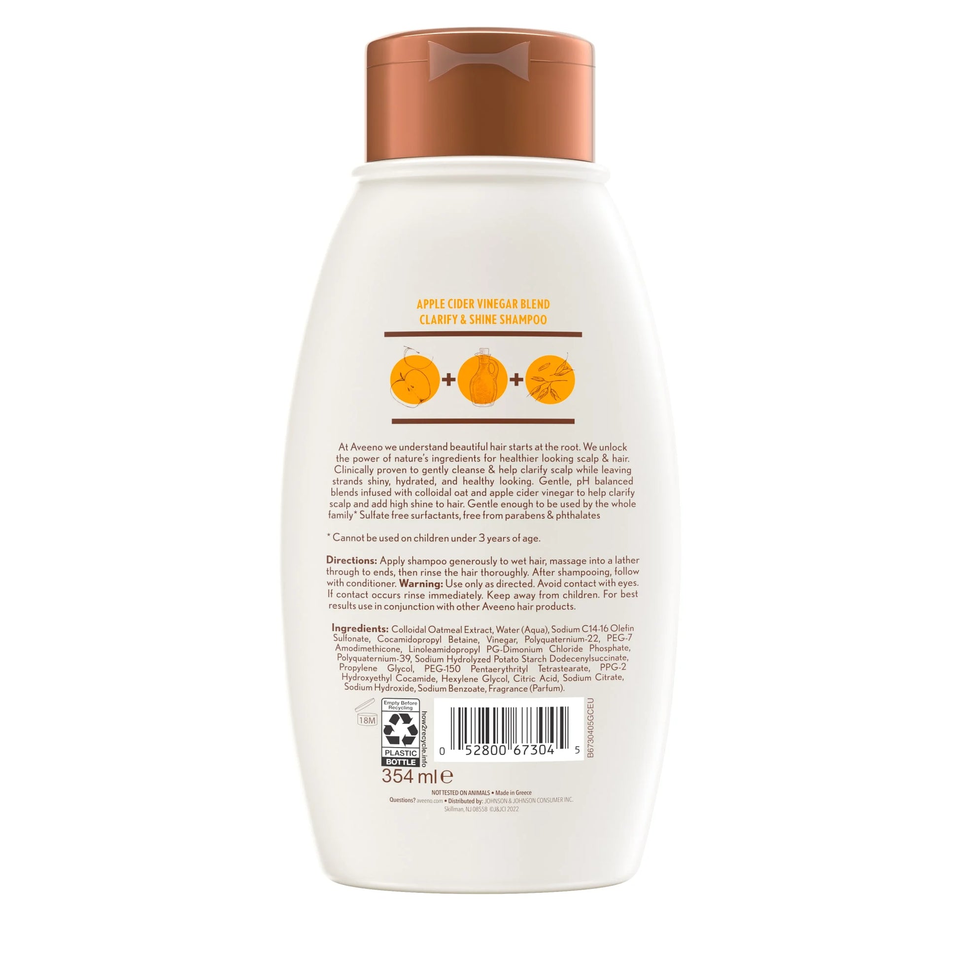 Apple Cider Vinegar Blend Shampoo for Clarify and Shine, 12 OZ