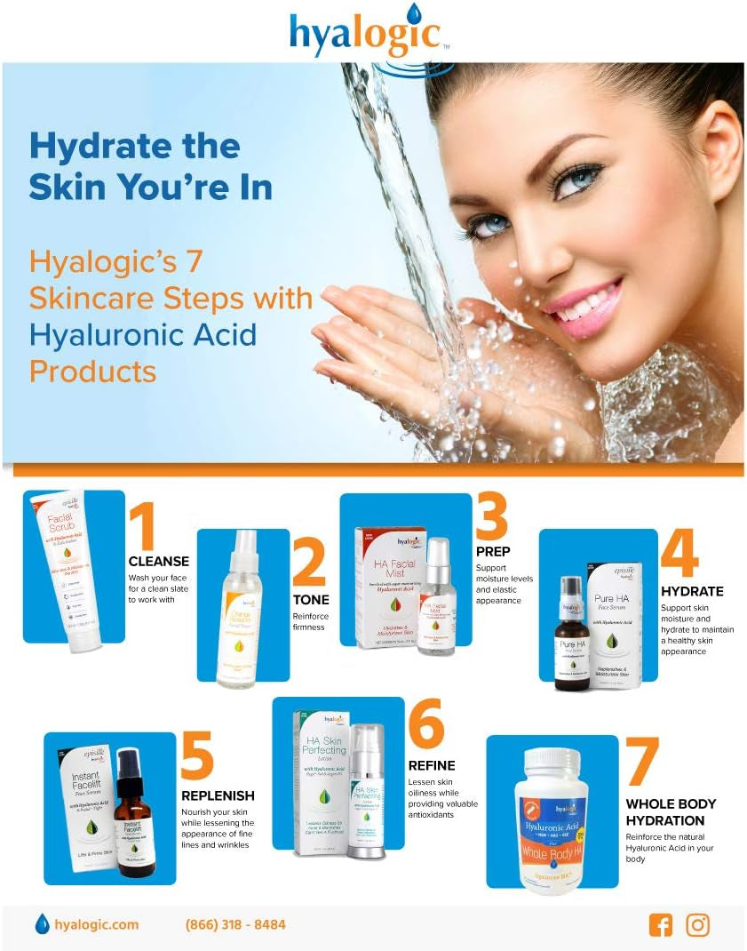 Hyalogic HA Collagen Serum - Triple Action Face Serum for Enhanced Skin Health - Peptide-Infused Formula for Youthful Firmness and Elasticity, Fragrance-Free and Paraben-Free, 0.47 FL OZ