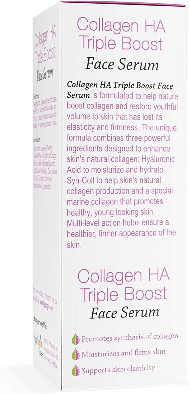 Hyalogic HA Collagen Serum - Triple Action Face Serum for Enhanced Skin Health - Peptide-Infused Formula for Youthful Firmness and Elasticity, Fragrance-Free and Paraben-Free, 0.47 FL OZ