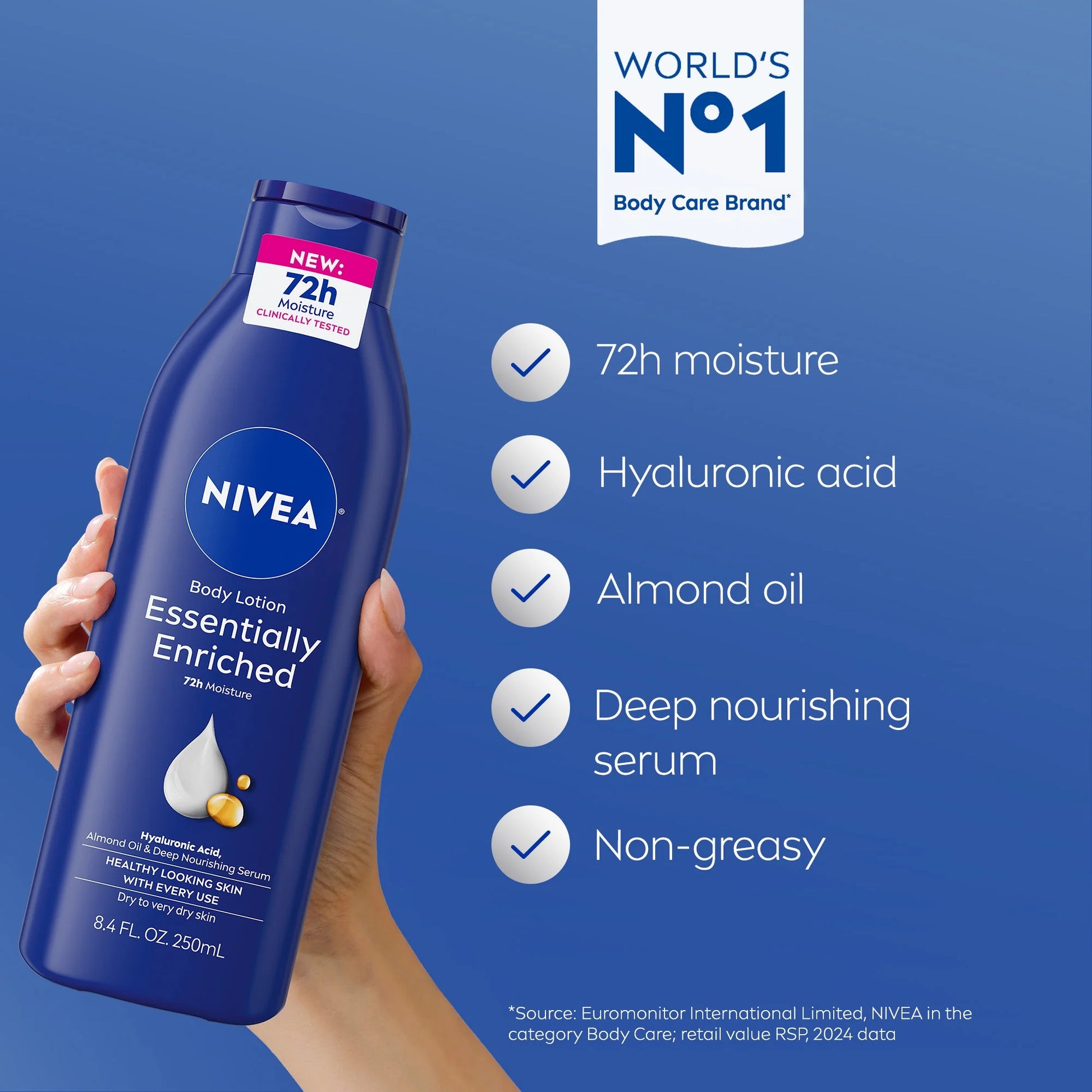 (4 Pack)  Essentially Enriched Body Lotion for Dry Skin with Hyaluronic Acid and Almond Oil, 8.4 Fl Oz