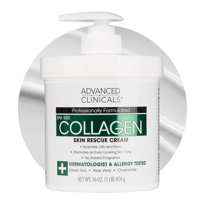 Collagen Body Cream and Face Serum Set - Unscented Formula for All Skin Types, Reduces Wrinkles and Dryness