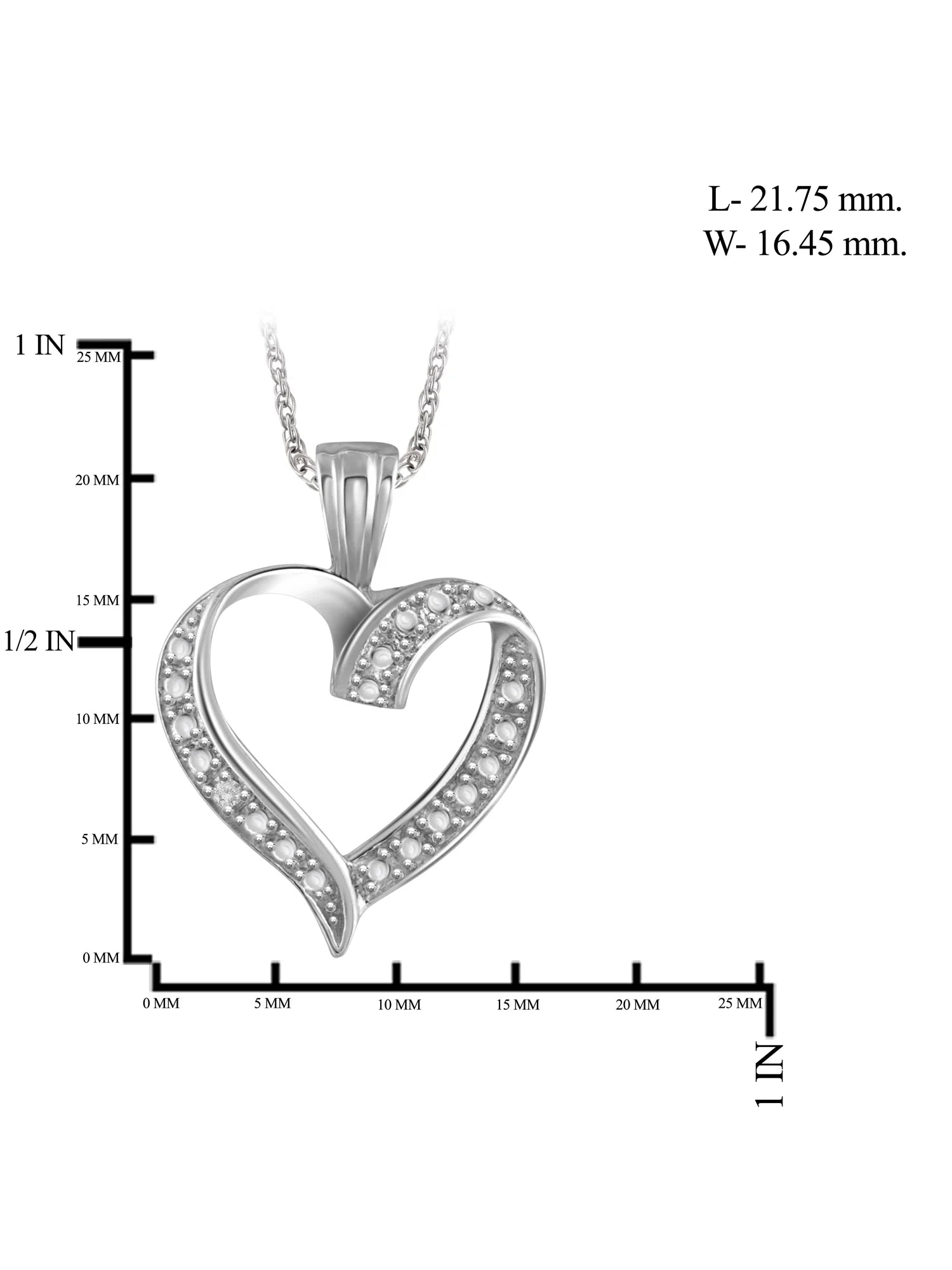 White Diamond Accent Sterling Silver Open Heart Pendant