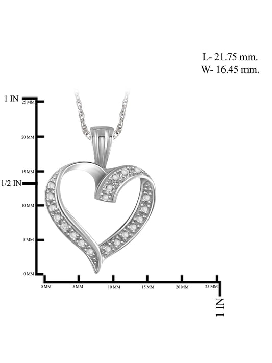 White Diamond Accent Sterling Silver Open Heart Pendant
