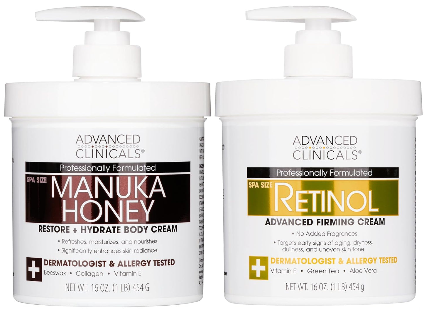 Collagen Body Cream and Face Serum Set - Unscented Formula for All Skin Types, Reduces Wrinkles and Dryness