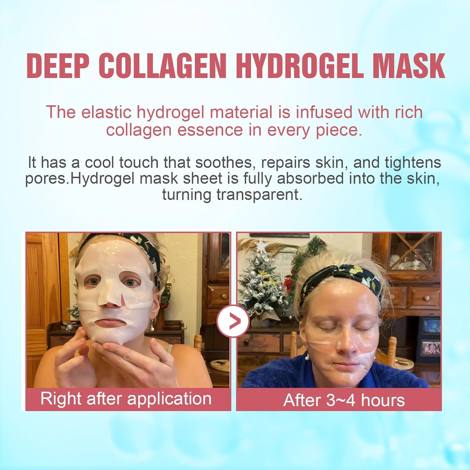 Deep Collagen Face Mask Overnight, Bio- Collagen Mask Real Deep Mask, Hydrating Hydrogel Masks with Low Molecular Collagen for Firming, Elasticity, Pore Minimizing 40G X 5Ea