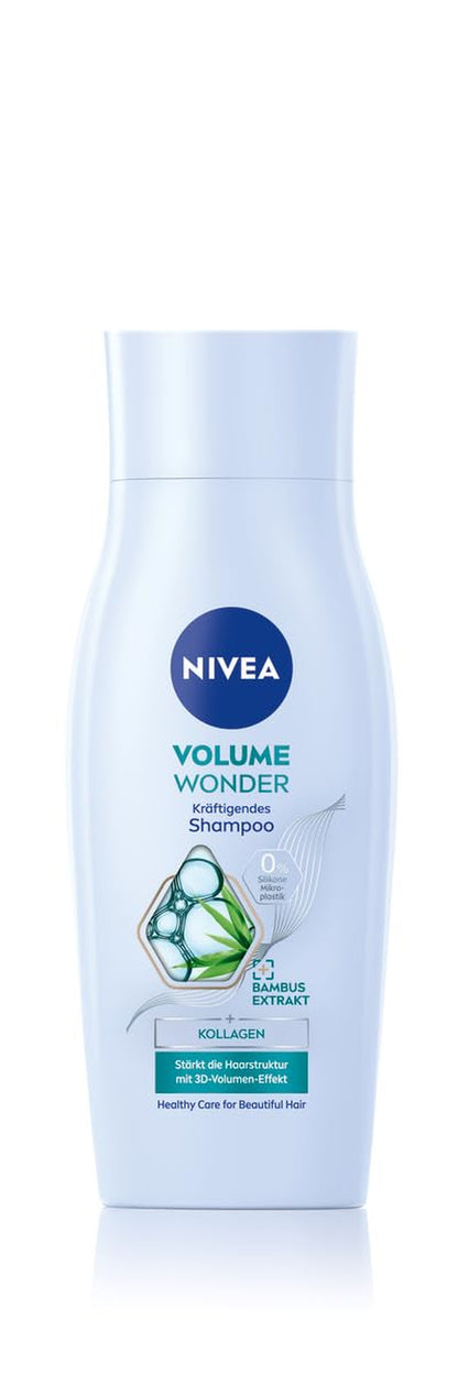 NIVEA Volume Wonder Kräftigendes Shampoo, Volumen Shampoo Mit Kollagen Und Natürlichem Bambus-Extrakt, Silikonfreies Haarshampoo Für Sichtbares Volumen Und Strahlenden Glanz (50 Ml)