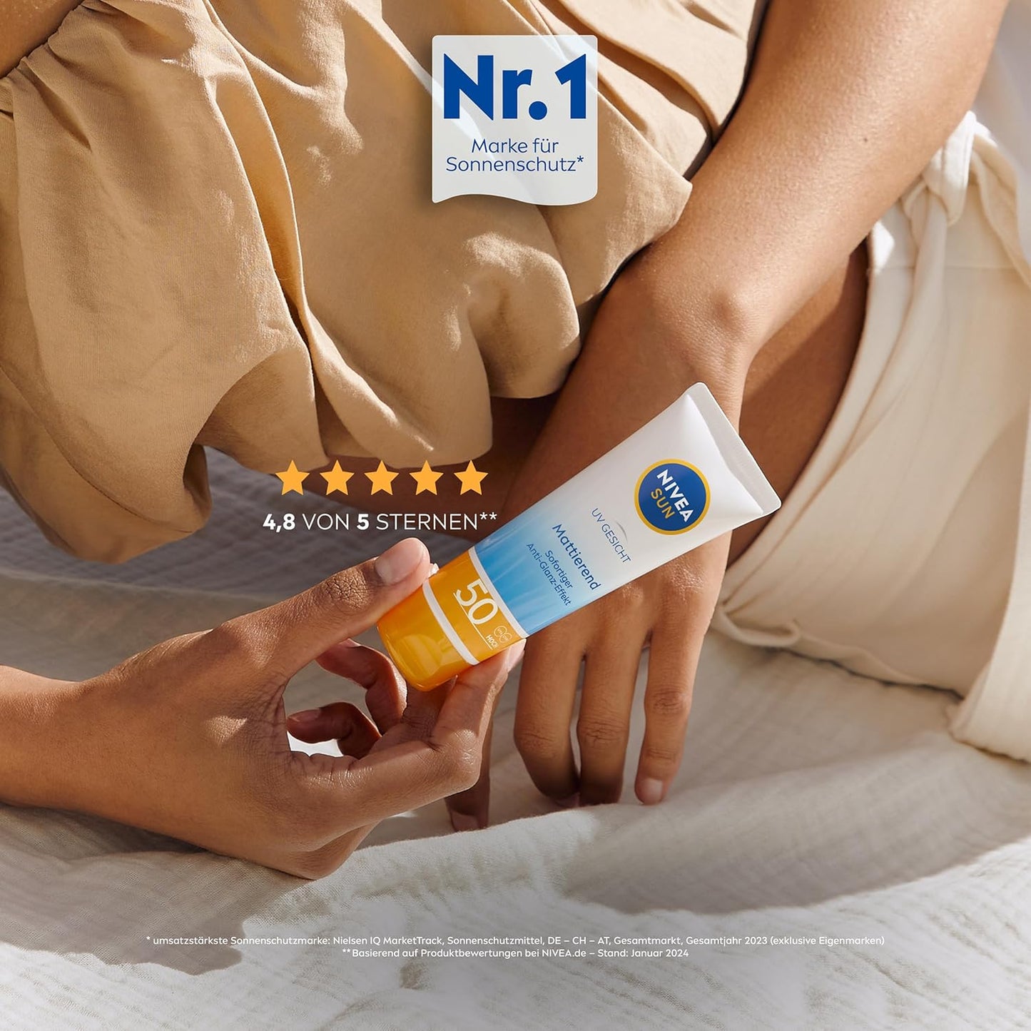 NIVEA SUN UV Gesicht Mattierender Sonnenschutz LSF 50 (50 Ml), Nicht Fettende Sonnencreme Für Das Gesicht, Sofort Wirksame Sonnenmilch Mit Leichter Textur