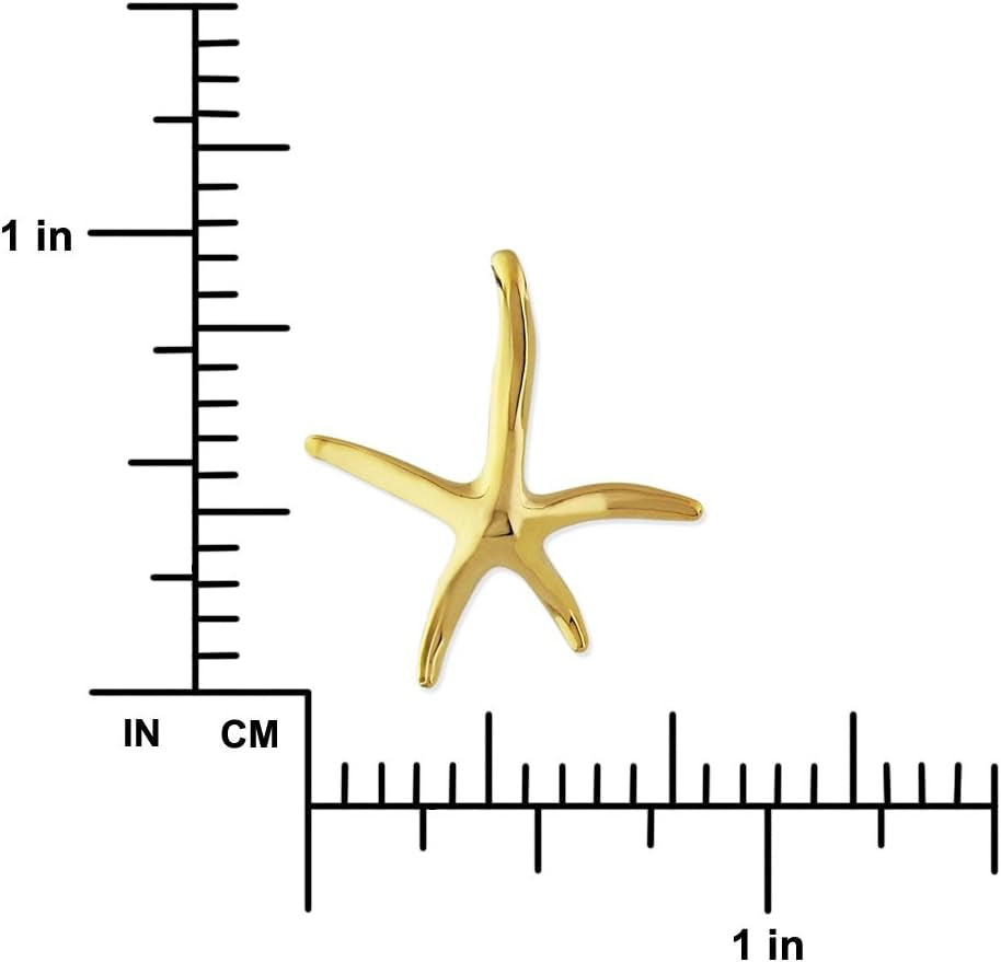 Sterling Silver Starfish Pendant Necklace, 16+2" Extender