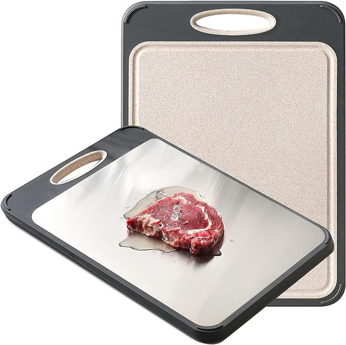 Factory Direct FoodGrade Wheat Straw  Stainless Steel Cutting Board